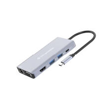 Adaptador USB tipo C Conceptronic 1xHDMI 4k 1xVGA 3xUSB-A 3.0 1xJack 1x1GB Rj45 1xLector 1xUSB-C Pd 100w