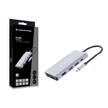 Adaptador USB tipo C Conceptronic 1xHDMI 4k 1xVGA 3xUSB-A 3.0 1xJack 1x1GB Rj45 1xLector 1xUSB-C Pd 100w