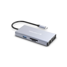 Adaptador USB tipo C Conceptronic 1xHDMI 4k 1xVGA 3xUSB-A 3.0 1xJack 1x1GB Rj45 1xLector 1xUSB-C Pd 100w