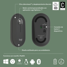 Ratón inalámbrico Logitech pebble mouse 2 m350s negro