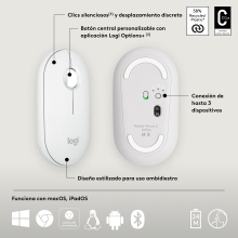 Ratón inalámbrico Logitech pebble mouse 2 m350s blanco