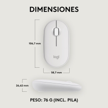 Ratón inalámbrico Logitech pebble mouse 2 m350s blanco