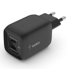 Cargador Belkin 2xUSB tipo C Gan Boost Charge Pro 65W (45W + 20W) negro
