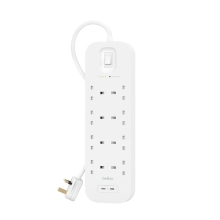 Regleta Belkin 8 tomas con protección botón apagado dual USB-C