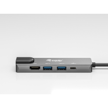 Adaptador USB tipo C Equip 1xHDMI 4k 1xUSB-C Pd 100w 2xUSB-A 5gb/s 1xGB Rj45