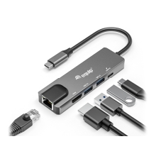 Adaptador USB tipo C Equip 1xHDMI 4k 1xUSB-C Pd 100w 2xUSB-A 5gb/s 1xGB Rj45