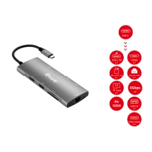 Adaptador USB tipo C Equip 1xHDMI 4k 1xUSB-C 2xUSB-A 5gb/s 1xUSB-C Pd 100w 1x1GB Rj45 1xLecto De Tarjetas