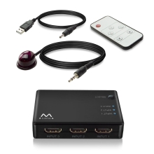 Adaptador / selector  3 puertos hdmi Ewent ew3730 4k alimentado por usb, incluye mando