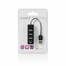 Hub usb Ewent 4 puertos usb 2.0 negro