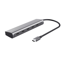 Hub USB tipo C Trust Halyx aluminio 4 puertos USB-C y 1 USB-C pass-through de 100W