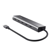 Hub USB tipo C Trust Halyx aluminio 4 puertos USB-C y 1 USB-C pass-through de 100W