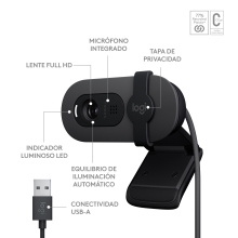 Webcam Logitech Brio 100 grafito full hd usb