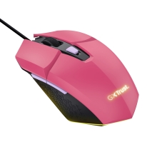 Ratón Trust Gaming RGB GXT 109P Felox 25066 iluminación LED 6 botones y cable de 150cm rosa