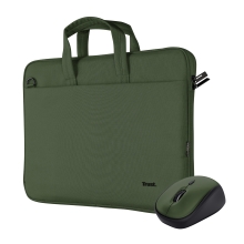 Pack maletín y ratón inalámbrico Trust Bologna 16" verde