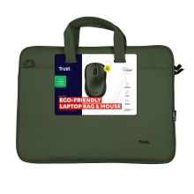 Pack maletín y ratón inalámbrico Trust Bologna 16" verde