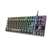 Teclado Trust Gaming GXT 833 Thado metálico compacto con iluminación multicolor