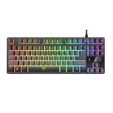 Teclado Trust Gaming GXT 833 Thado metálico compacto con iluminación multicolor