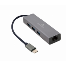 Adaptador de red Gembird usb tipo c RJ45 giga con 3 puertos USB 3.1