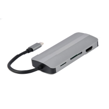 Adaptador USB tipo C Gembird 8 en 1 plata