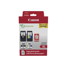 Pack Canon PG-560xl negro y CL-561xl color + 50 hojas papel fotográfico