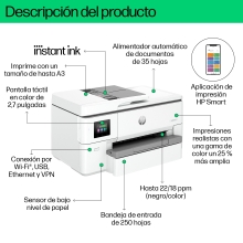 Multifunción HP Officejet pro 9720e A3 22ppm red wifi - duplex impresion