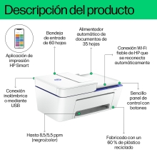 Multifunción HP Deskjet Plus 4230e Usb Wifi Fax Adf 8,5/5,5ppm blanco