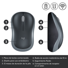 Ratón Inalámbrico Logitech M185 gris
