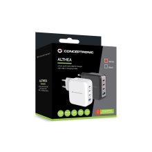 Cargador Conceptronic 3xUSB tipo c /1xUSB-A Quickcharge 3.0 Gan Pps 100w Incluye cable