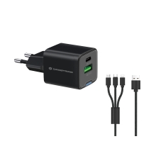 Cargador Conceptronic 1xUSB tipo c / 1xUSB-A Quickcharge 3.0 Gan Pps 33w incluye Cable 3-1