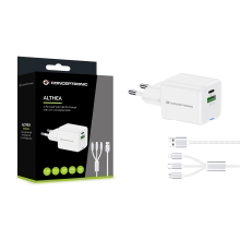 Cargador Conceptronic 1xUSB tipo c / 1xUSB-A Quickcharge 3.0 Gan Pps 33w incluye Cable 3-1