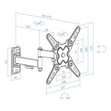 Soporte de pared Tooq LP1344TN-B 13" a 43" gira e inclina negro