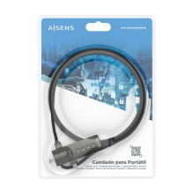 Cable de seguridad AISENS con cerradura de combinación Kensington 1.5m negro
