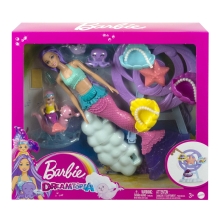 Muñeca barbie mattel sirena juego de cuidado con merbaby y foca