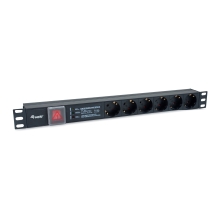 Regleta Alimentación Aluminio Rack 19" 1u 6 tomas con Interruptor y protección 