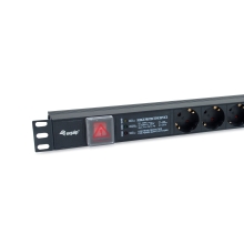 Regleta Alimentación Aluminio Rack 19" 1u 6 tomas con Interruptor y protección 