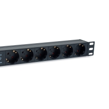 Regleta Alimentación Aluminio Rack 19" 1u 6 tomas con Interruptor y protección 