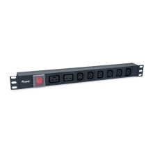 Regleta alimentación aluminio Rack 19" 1u 6 Tomas IEC-C13 + 2 Tomas IEC-C19 con interruptor