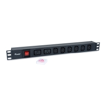 Regleta alimentación aluminio Rack 19" 1u 6 Tomas IEC-C13 + 2 Tomas IEC-C19 con interruptor