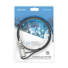 Cable de seguridad AISENS tipo nano con cerradura de combinación 1.5m