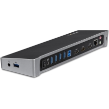 Adaptador USB 3.0  usb-A -2x DisplayPort y HDMI 4K para 3 Monitores - Hub 5x USB-A (1x Fast Charge) - rj45