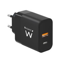Cargador Rápido Ewent 1xUSB Tipo C 1xUSB-A 45W Negro