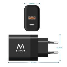 Cargador Rápido Ewent 1xUSB Tipo C 1xUSB-A 45W Negro