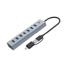 Hub Usb 3.0 Conceptronic 7xUSB-A conexión USB-C / A con alimentación