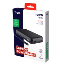 Power Bank Trust Laro 100w 20.000mah -1 Usb-a Y 2 USB-c para Portatil Negro