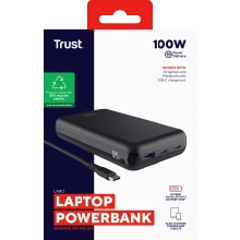 Power Bank Trust Laro 100w 20.000mah -1 Usb-a Y 2 USB-c para Portatil Negro