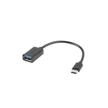 Adaptador Lanberg OTG USB Tipo C Macho a USB-A 2.0 Hembra 15cm Negro