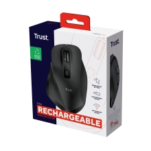 Ratón inalámbrico Trust Fyda Wireless recargable con forma curva negro