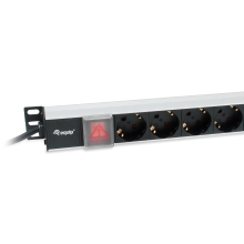 Regleta Alimentacion Aluminio Rack 19" 1u 8 Tomas Tipo Shucko Euro Cable 3m Aluminio