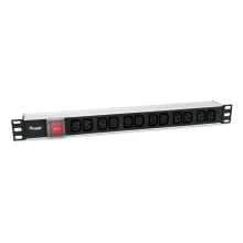 Regleta Alimentación Rack 19" 1u 12 Tomas Iec C13 Con Interruptor Cable 1.8m
