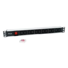 Regleta Alimentación Rack 19" 1u 12 Tomas Iec C13 Con Interruptor Cable 1.8m